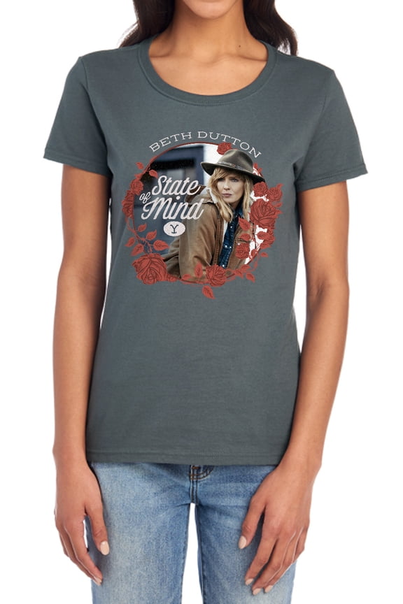 Yellowstone Beth Dutton State Women's T Shirt, Charcoal, Medium
