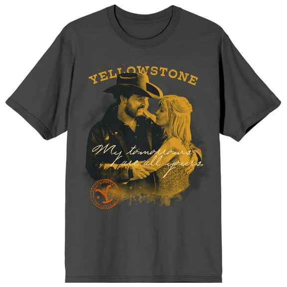 Yellowstone Beth & Rip Photo Art Crew Neck Short Sleeve Charcoal Women's T-shirt-3XL