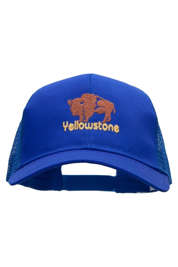 Yellowstone Bison Solid Cotton Twill 5 panel Mesh Back Cap - Royal OSFM