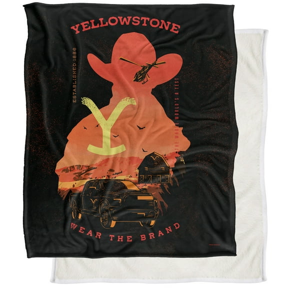 Yellowstone Blanket, 50"x60" Yellowstone Wear The Brand Silky Touch Sherpa Back Super Soft Throw Blanket