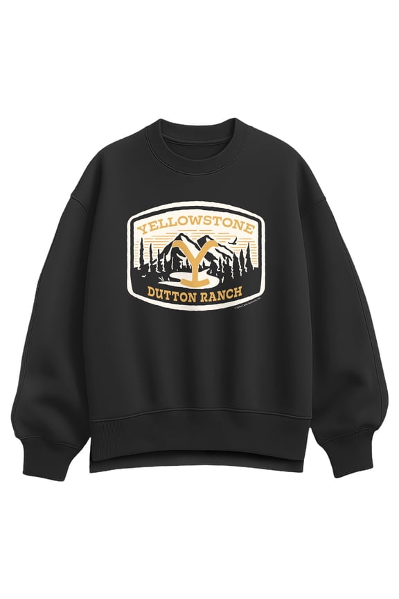 - Brand Nature Scene Logo Oversized Fleece Crew Sweatshirt