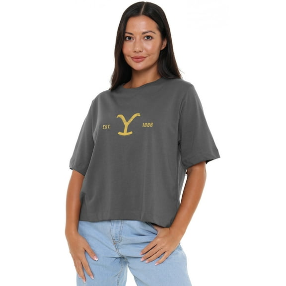Yellowstone Branding Est 1886 Women's Boxy Cropped T-Shirt Casual Graphic Tee