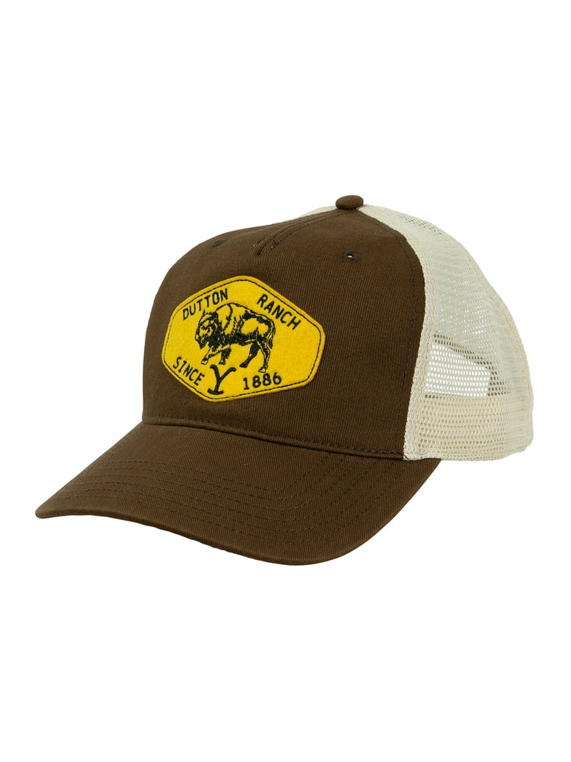 Bull Trucker Cap - Beige & Blue Western Rancher Hat, Adjustable For Men & Women