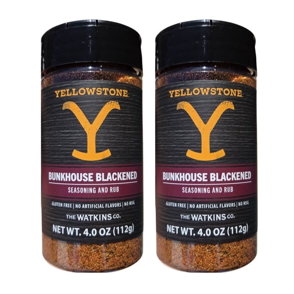 Yellowstone Bunkhouse Blackened Seasoning and Rub Gluten Free, No MSG, 4.0 Oz (2 Pack)