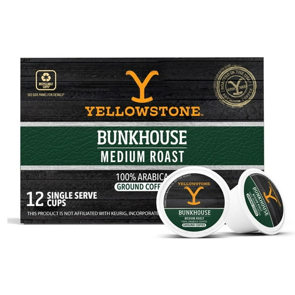Yellowstone Bunkhouse Medium Roast Coffee Single Serve Pods 12 Ct