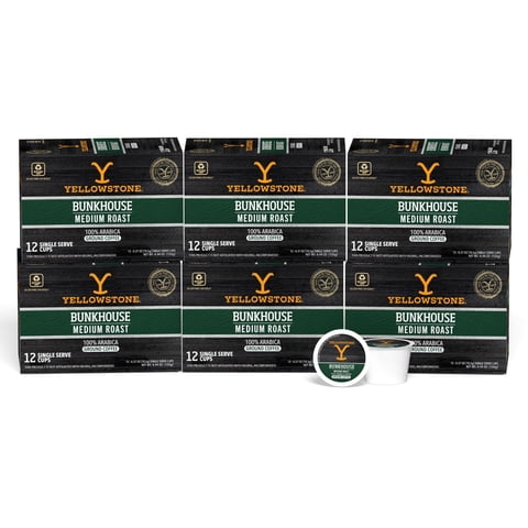 Yellowstone Bunkhouse Medium Roast Coffee Single Serve Pods 12 ct, 6 pack