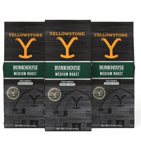 Yellowstone Bunkhouse Medium Roast Ground Coffee 12 oz, 3 pack