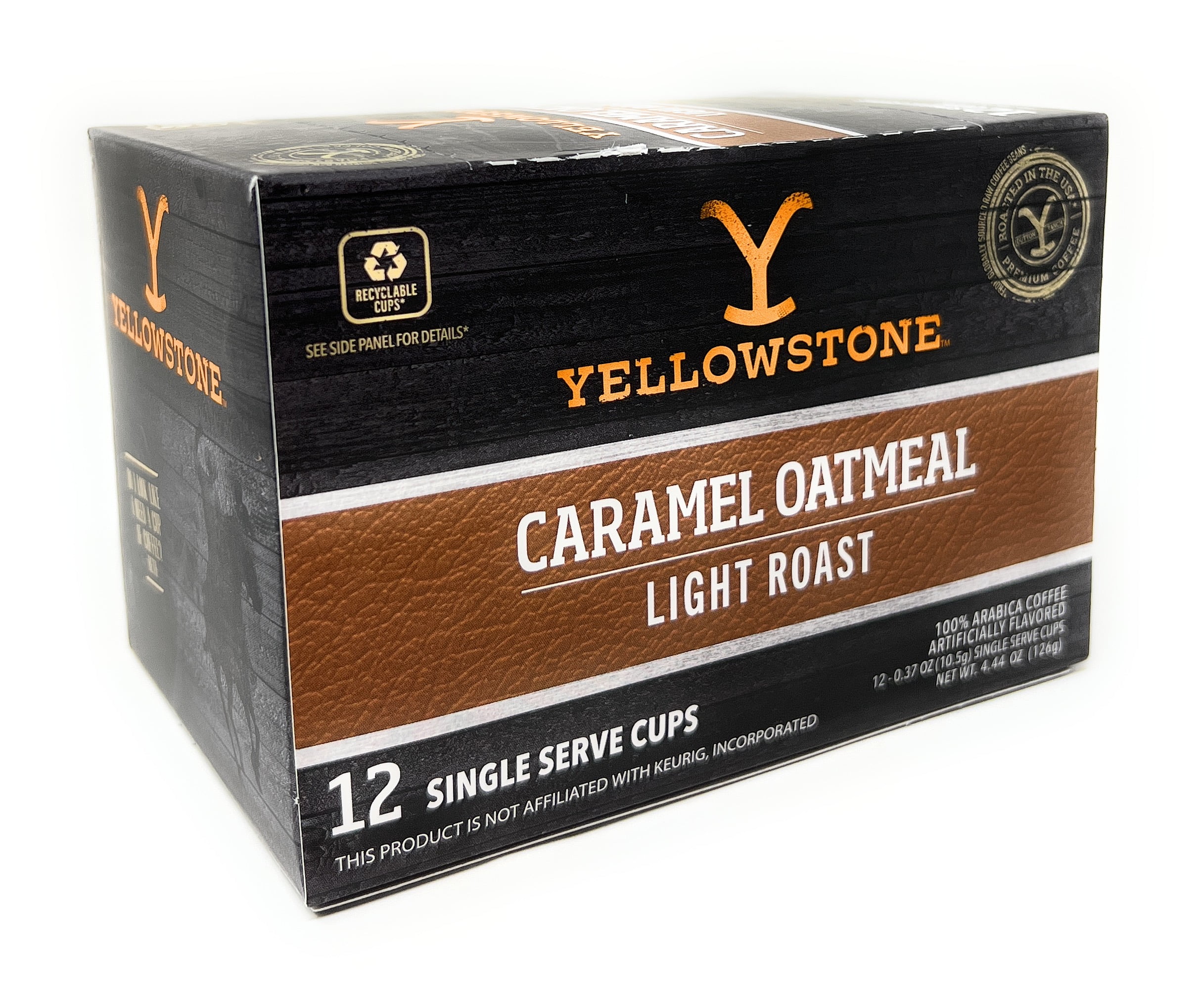 Yellowstone Caramel Oatmeal Light Roast Coffee KCups 12 pods