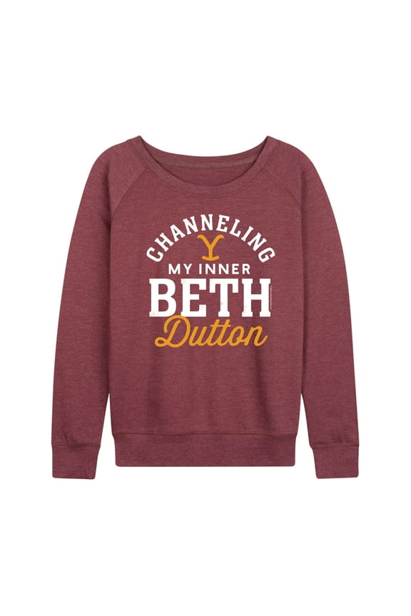 - Channeling Inner Beth Dutton - Women's Lightweight French Terry Long Sleeve Shirt
