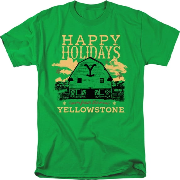 Yellowstone Christmas, Happy Holidays - Dark Unisex Adult T Shirt, Kelly Green, 4X-Large