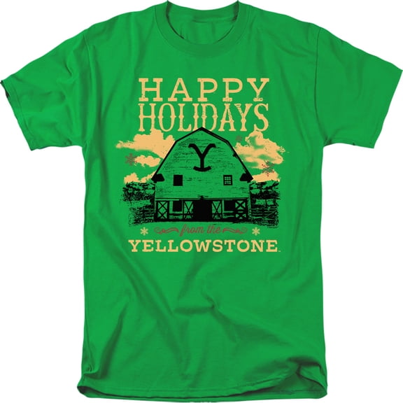 Yellowstone Christmas, Happy Holidays - Dark Unisex Adult T Shirt, Kelly Green, Medium