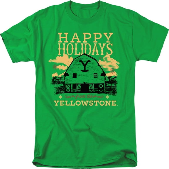 Yellowstone Christmas, Happy Holidays - Dark Unisex Adult T Shirt, Kelly Green, X-Large