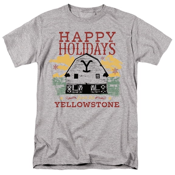 Yellowstone Christmas, Happy Holidays - Light Unisex Adult T Shirt, Athletic Heather, X-Large