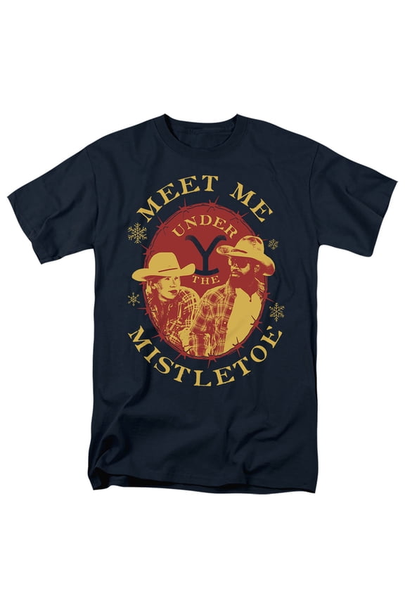 Christmas Meet Me Under The Mistletoe - Dark Unisex Adult T Shirt, Navy, Large