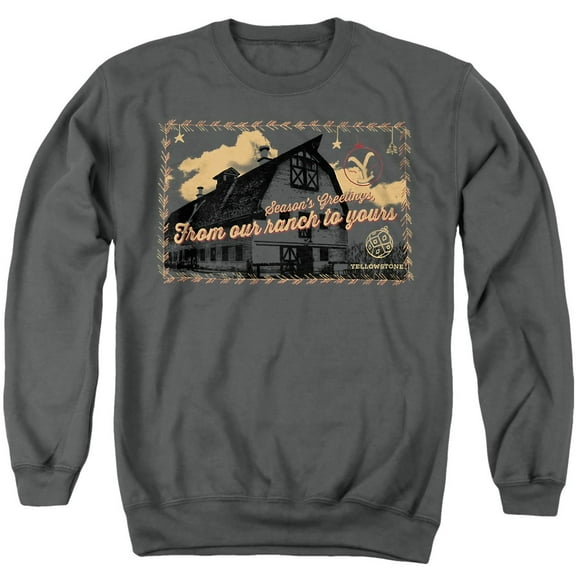 Yellowstone Christmas, Season Greetings From The Yellowstone Unisex Adult Crewneck Sweatshirt, Charcoal, Large