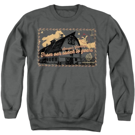 Yellowstone Christmas, Season Greetings From The Yellowstone Unisex Adult Crewneck Sweatshirt, Charcoal, Medium
