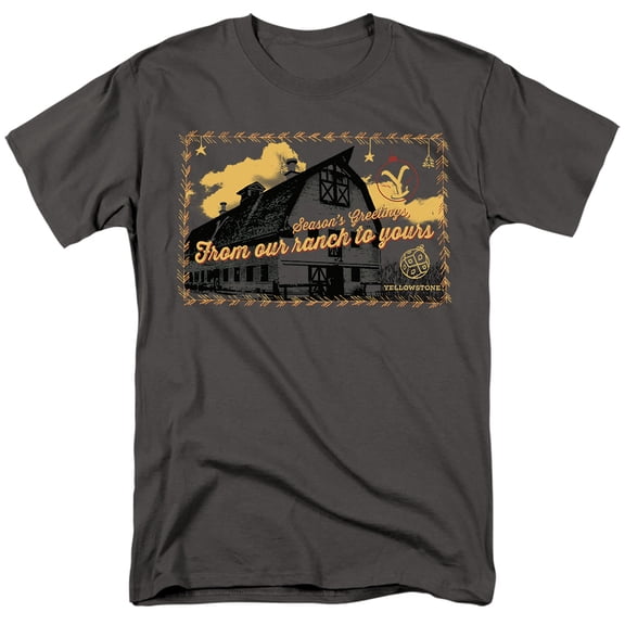 Yellowstone Christmas, Season Greetings From The Yellowstone Unisex Adult T Shirt, Charcoal, 4X-Large