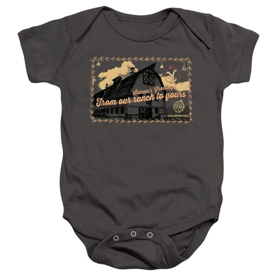 Yellowstone Christmas, Season Greetings From The Yellowstone Unisex Infant Snap Suit for Baby, Charcoal, X-Large