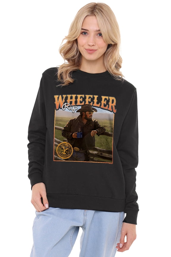 Yellowstone Coffee With Rip Wheeler Women's Crew Sweatshirt, Black, Small