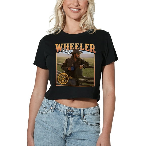 Yellowstone Coffee with Rip Wheeler Women's Crop Top T-Shirt, Black, Medium