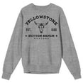 thumbnail image 1 of Yellowstone Collegiate Text With Cow Skull Crew Neck Long Sleeve Athletic Heather Adult Sweatshirt-Small, 1 of 2