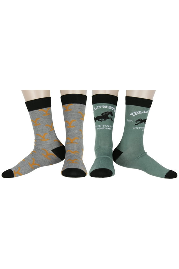 Yellowstone Crew Socks, Dutton Ranch Montana 1886 Y Logo Crew Socks For Men Women 2 Pair