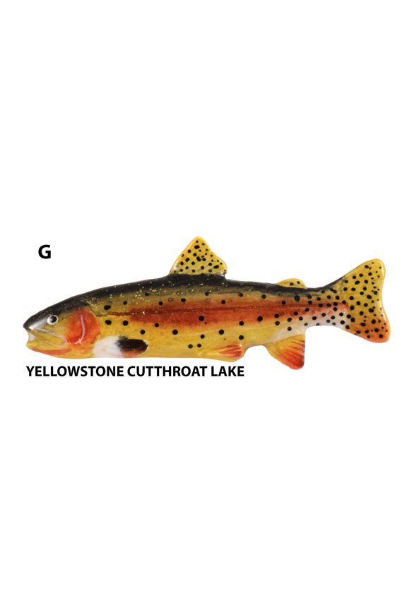 Yellowstone Cutthroat Trout Pin, FP014G, Hand Painted 2”, Lapel, Hat, Brooch, Brooches, Jewelry, Gift, 100% Handmade in the USA, 200 Fish Designs Available