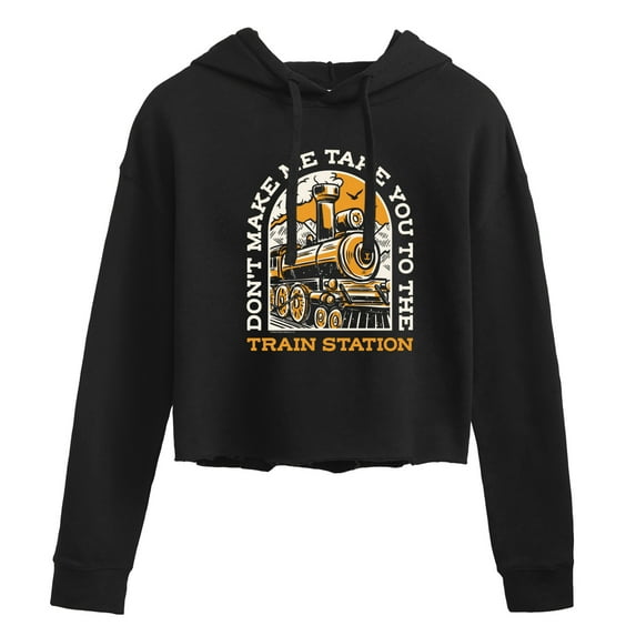 Yellowstone - Don't Make Me Take You Train Station - Juniors Cropped Pullover Hoodie