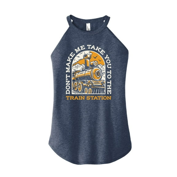 Yellowstone - Don't Make Me Take You Train Station - Juniors High Neck Tank Top