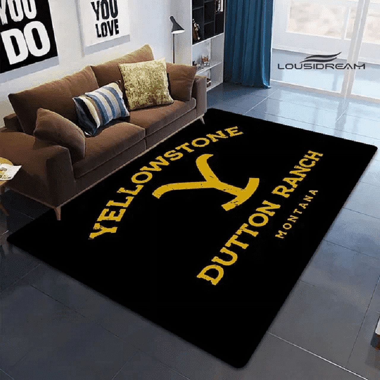 Custom Keep Off Area Rug - 47x71 Inch, Grey, Non-Slip Cotton, Geometric Print