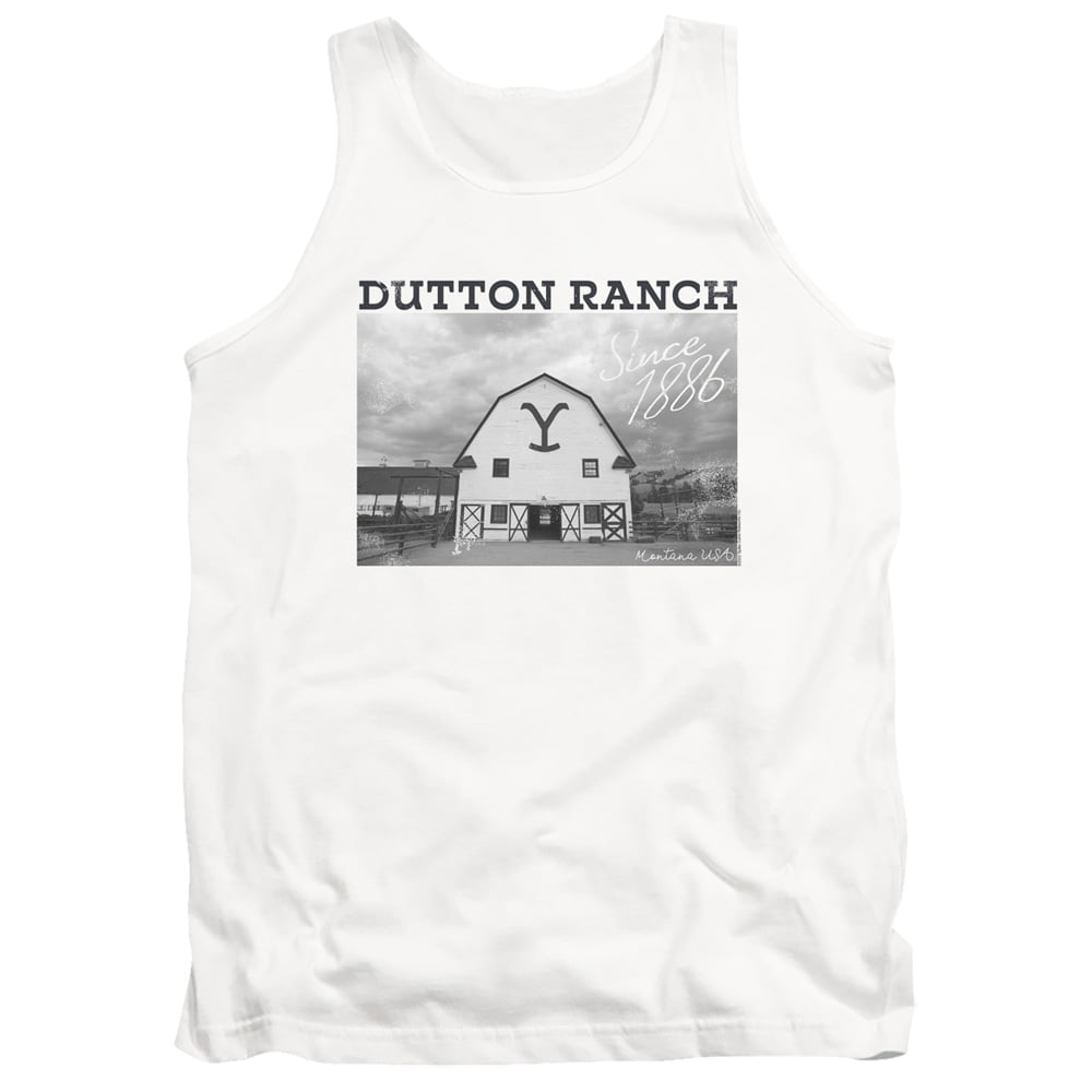 Yellowstone Dutton Barn Unisex Adult Tank Top,White, Medium