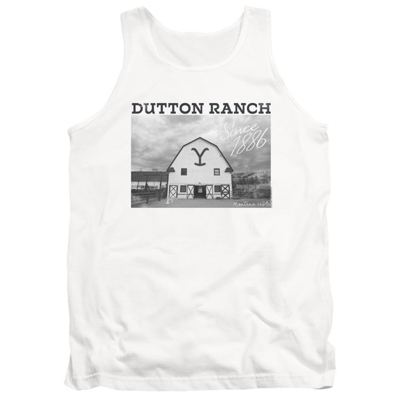 Yellowstone Dutton Barn Unisex Adult Tank Top,White, Medium