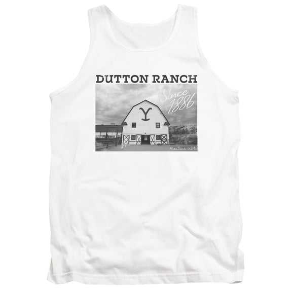 Yellowstone Dutton Barn Unisex Adult Tank Top,White, X-Large