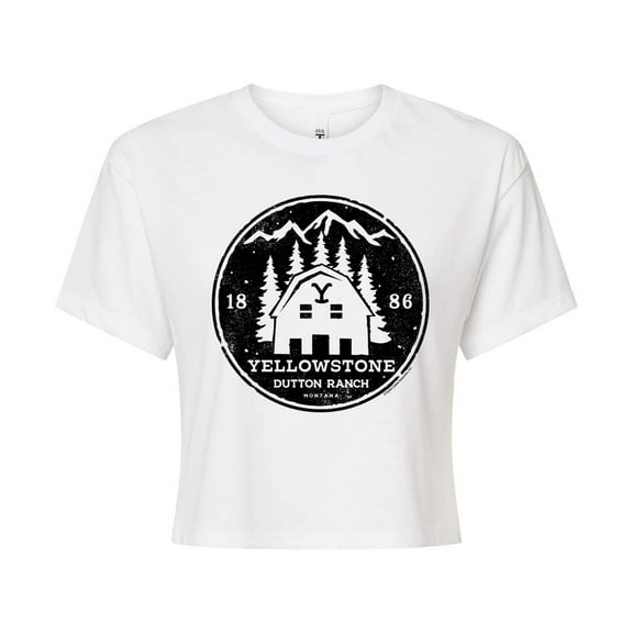 Yellowstone - Dutton Ranch Badge - Juniors Cropped Cotton Blend T-Shirt