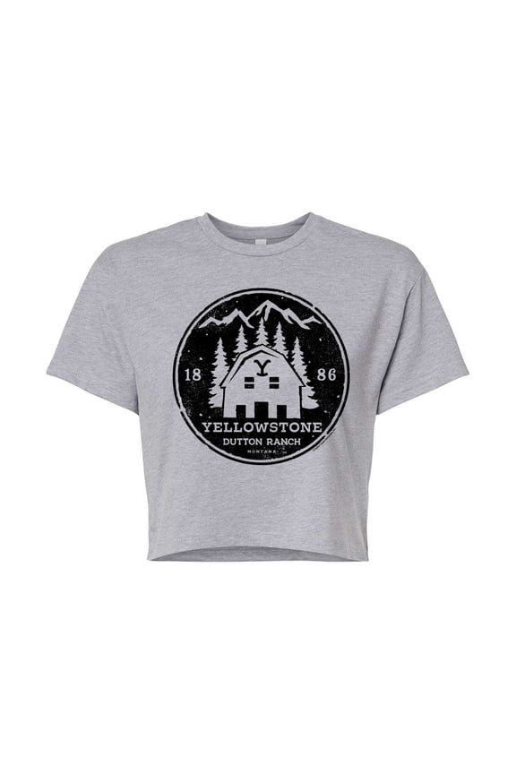 - Dutton Ranch Badge - Juniors Cropped Cotton Blend T-Shirt