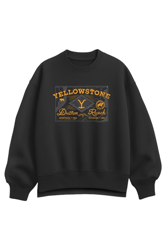- Dutton Ranch Badge - Women's Oversized Fleece Crew Sweatshirt