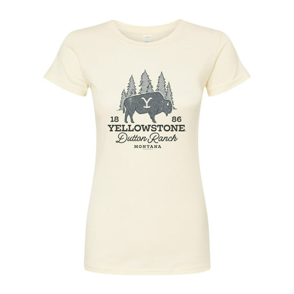 Yellowstone - Dutton Ranch Bison Sketch - Juniors Fitted Graphic T-Shirt