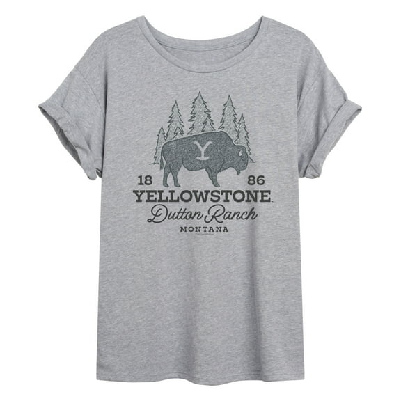 Yellowstone - Dutton Ranch Bison Sketch - Juniors Ideal Flowy Muscle T-Shirt