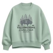 Yellowstone - Dutton Ranch Bison Sketch Womens Oversized Fleece Crew Sweatshirt