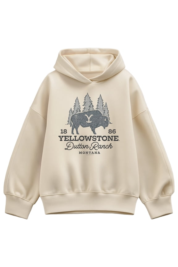- Dutton Ranch Bison Sketch - Women's Oversized Fleece Hoodie Sweatshirt
