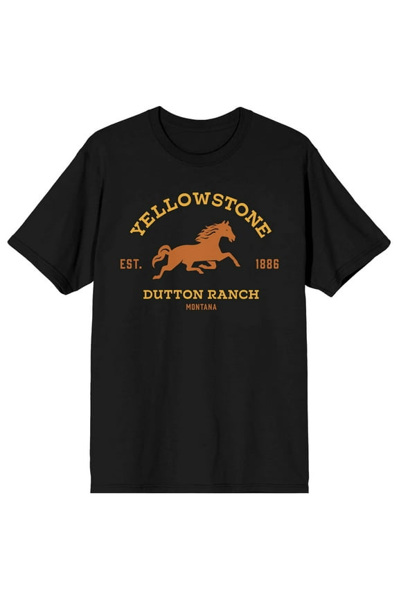 Yellowstone Dutton Ranch Crew Neck Short Sleeve Men's Black T-shirt-3XL