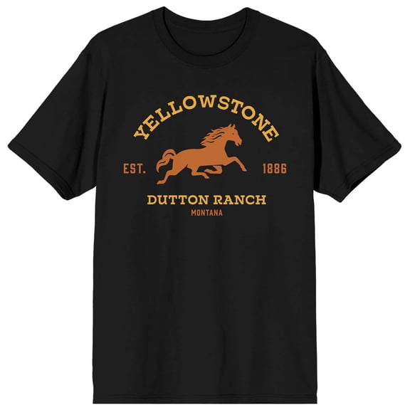 Yellowstone Dutton Ranch Crew Neck Short Sleeve Men's Black T-shirt-Large