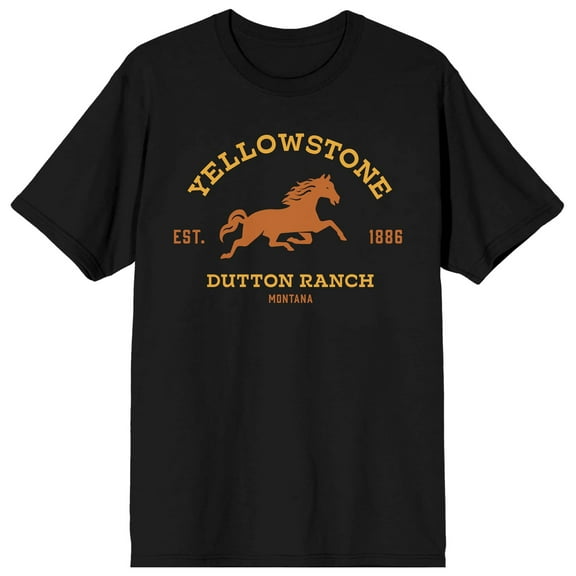 Yellowstone Dutton Ranch Crew Neck Short Sleeve Men's Black T-shirt-XS