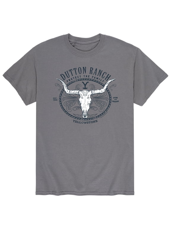 - Dutton Ranch Decorative Longhorn Skull Men's Short Sleeve Graphic T-Shirt