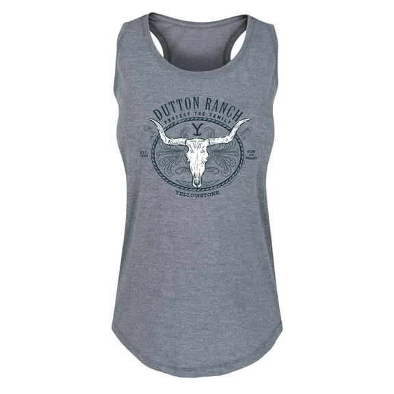 Yellowstone - Dutton Ranch Decorative Longhorn Skull - Women's Racerback Tank Top