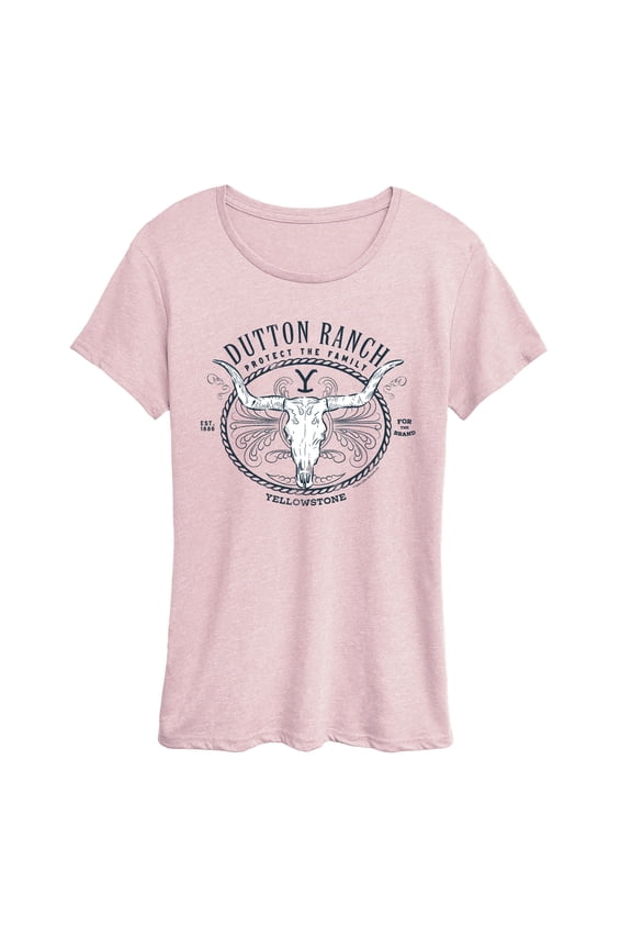 - Dutton Ranch Decorative Longhorn Skull - Women's Short Sleeve Graphic T-Shirt