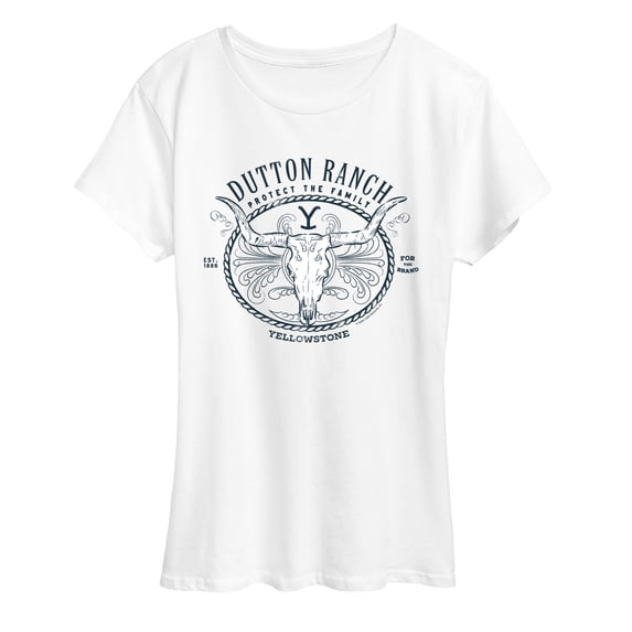 Yellowstone - Dutton Ranch Decorative Longhorn Skull - Women's Short Sleeve Graphic T-Shirt