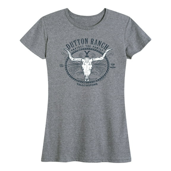 Yellowstone - Dutton Ranch Decorative Longhorn Skull - Women's Short Sleeve Graphic T-Shirt