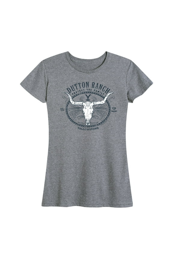 - Dutton Ranch Decorative Longhorn Skull - Women's Short Sleeve Graphic T-Shirt