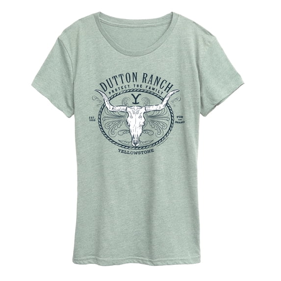 Yellowstone - Dutton Ranch Decorative Longhorn Skull - Women's Short Sleeve Graphic T-Shirt